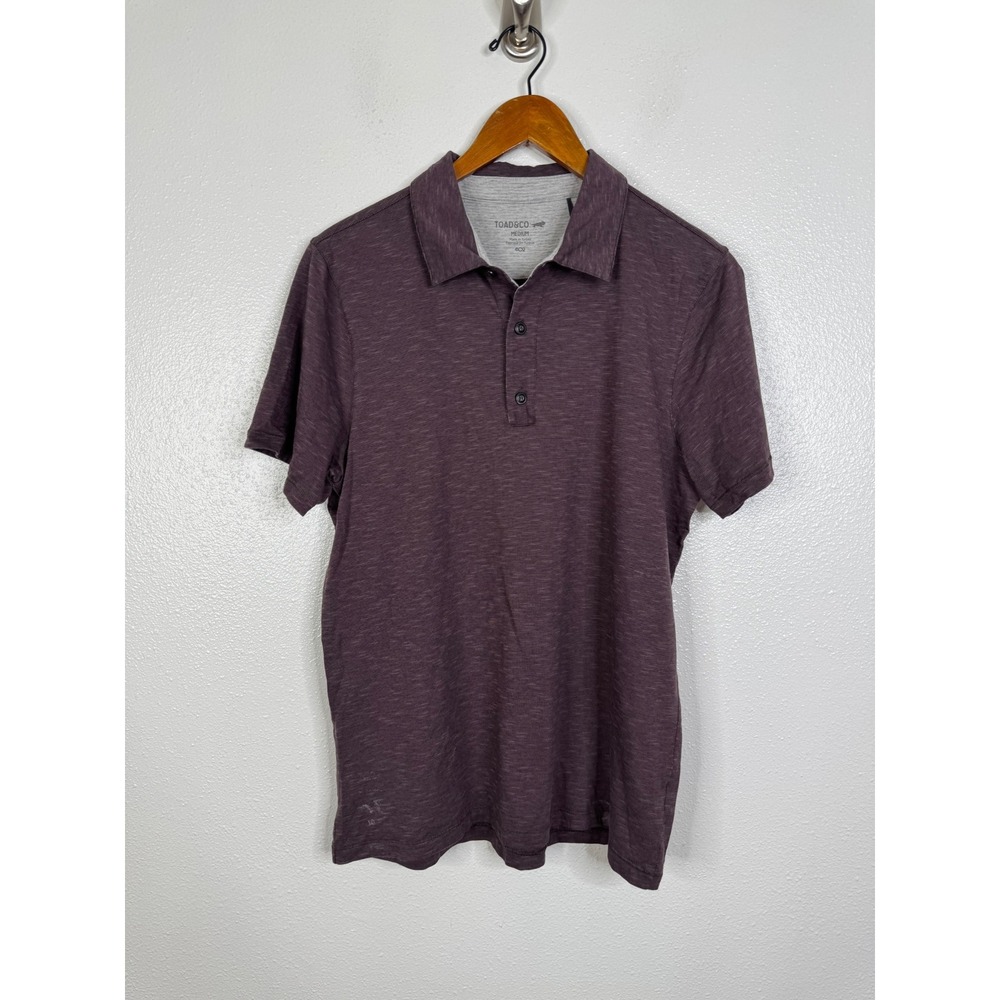 Toad&Co Mens Tempo SS Polo Shirt Purple Organic Cotton Tencel T2002912 Medium